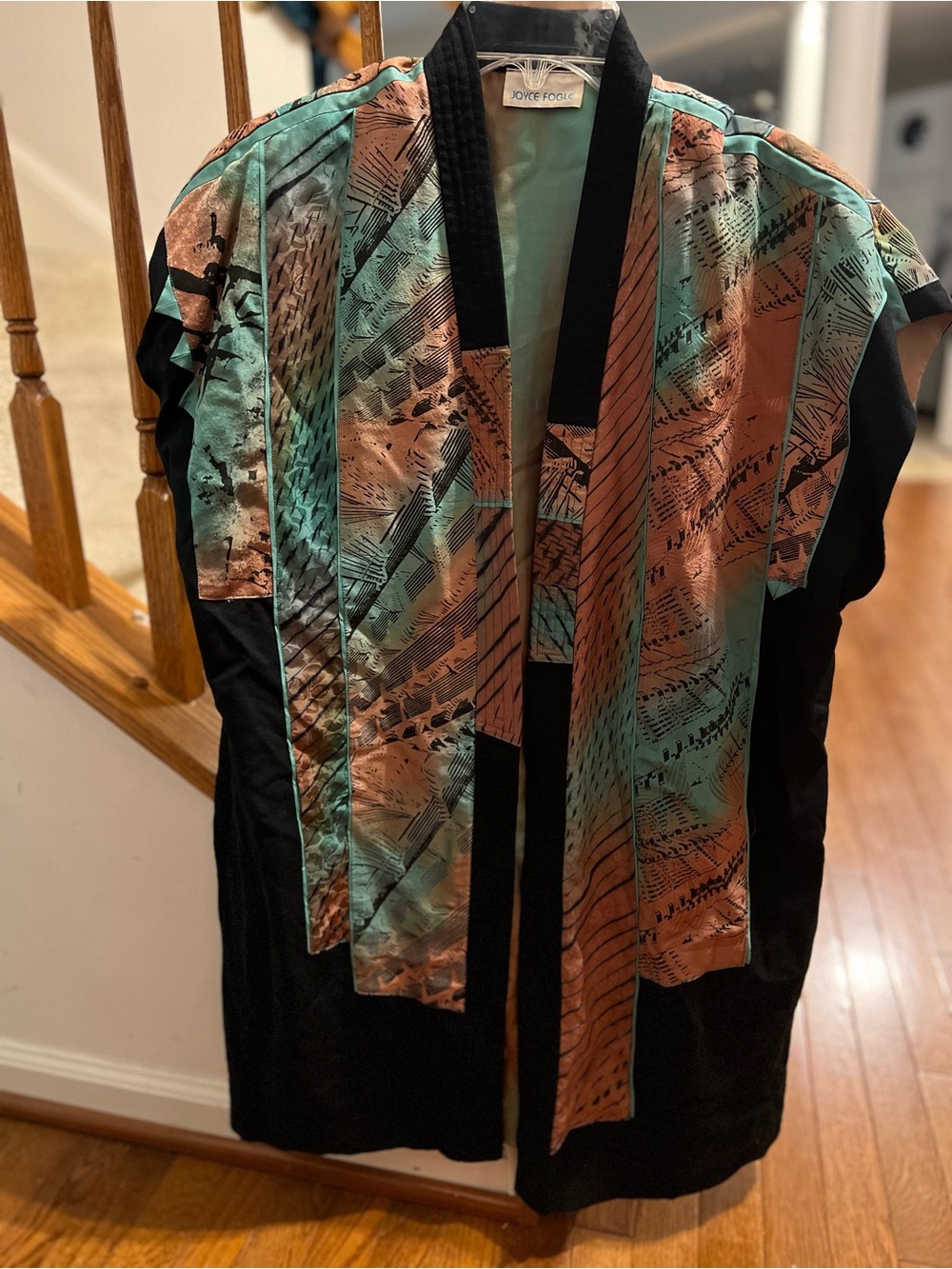 Joyce Fogle Open Front Jacket - Teal & Peach Authentically Vintage